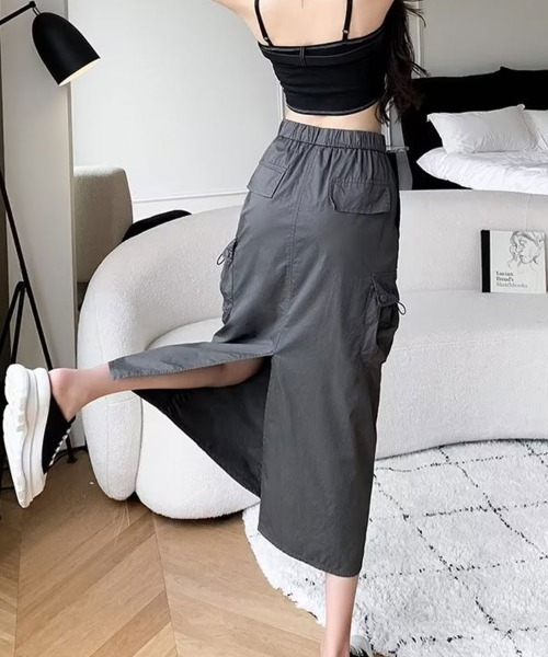 SallyLunn(サリーラン)の「【ストリートカジュアル】ドローコードスカート(スカート・レディース・グレー/ブラック・LARGE/MEDIUM)」の3枚目の写真