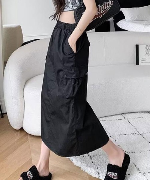 SallyLunn(サリーラン)の「【ストリートカジュアル】ドローコードスカート(スカート・レディース・グレー/ブラック・LARGE/MEDIUM)」の6枚目の写真