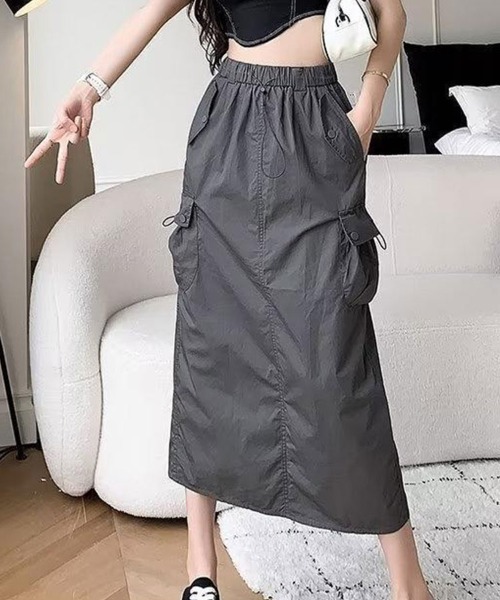 SallyLunn(サリーラン)の「【ストリートカジュアル】ドローコードスカート(スカート・レディース・グレー/ブラック・LARGE/MEDIUM)」の8枚目の写真