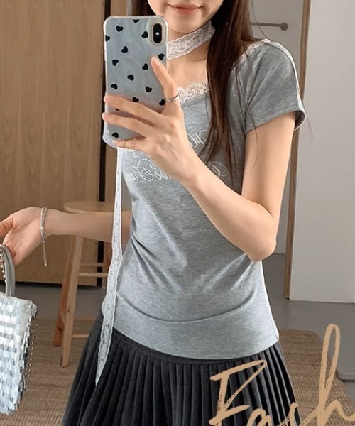 .KOM(ドットコム)の「A'GEM/9 × .kom 『.KOM/ドットケーオーエム』 レースロングスリーブ(Tシャツ/カットソー・レディース・ブルー/グレー・FREE)」の12枚目の写真