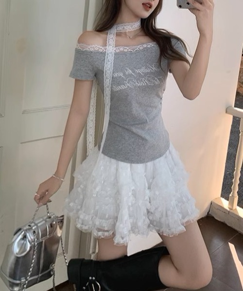 .KOM(ドットコム)の「A'GEM/9 × .kom 『.KOM/ドットケーオーエム』 レースロングスリーブ(Tシャツ/カットソー・レディース・ブルー/グレー・FREE)」の11枚目の写真