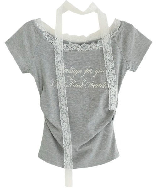 .KOM(ドットコム)の「A'GEM/9 × .kom 『.KOM/ドットケーオーエム』 レースロングスリーブ(Tシャツ/カットソー・レディース・ブルー/グレー・FREE)」の21枚目の写真