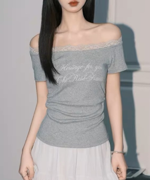 .KOM(ドットコム)の「A'GEM/9 × .kom 『.KOM/ドットケーオーエム』 レースロングスリーブ(Tシャツ/カットソー・レディース・ブルー/グレー・FREE)」の7枚目の写真