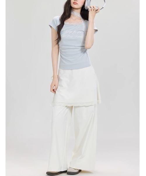 .KOM(ドットコム)の「A'GEM/9 × .kom 『.KOM/ドットケーオーエム』 レースロングスリーブ(Tシャツ/カットソー・レディース・ブルー/グレー・FREE)」の17枚目の写真