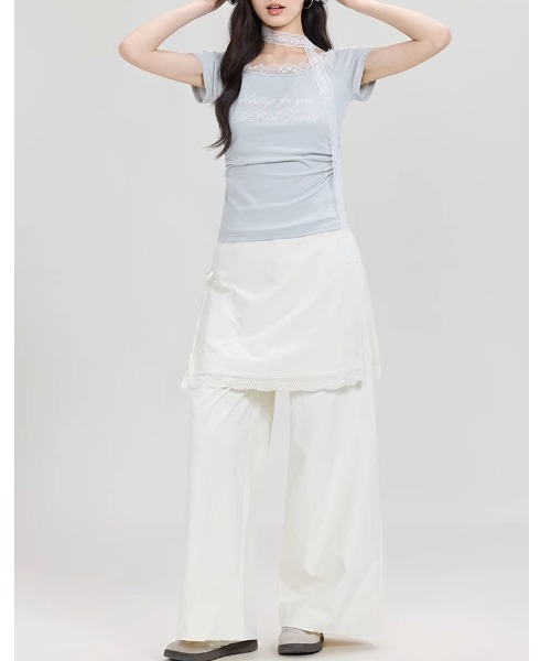 .KOM(ドットコム)の「A'GEM/9 × .kom 『.KOM/ドットケーオーエム』 レースロングスリーブ(Tシャツ/カットソー・レディース・ブルー/グレー・FREE)」の19枚目の写真