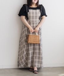 ショルダーリボン2WAYチェック柄ワンピース