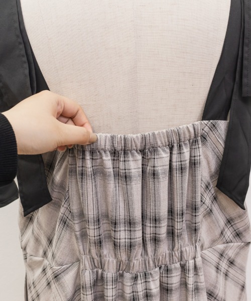 CLETTE(クレット)の「ショルダーリボン2WAYチェック柄ワンピース(ワンピース・レディース・サンドグレー/オフホワイト・LL/3L/4L)」の20枚目の写真