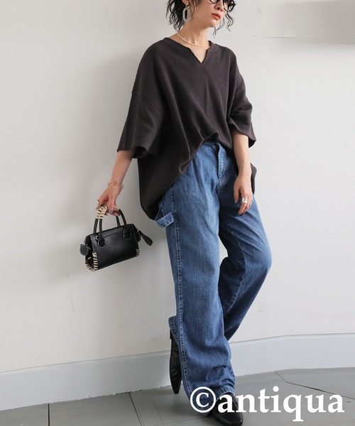 antiqua(アンティカ)の「カフタン襟カットソー(Tシャツ/カットソー・レディース・ブラック/ブルー/スミクロ/オフホワイト・ONESIZE)」の19枚目の写真
