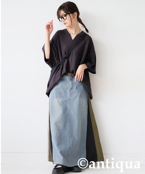 アンティカカットソー カフタン襟カットソー（Tシャツ/カットソー）｜antiqua