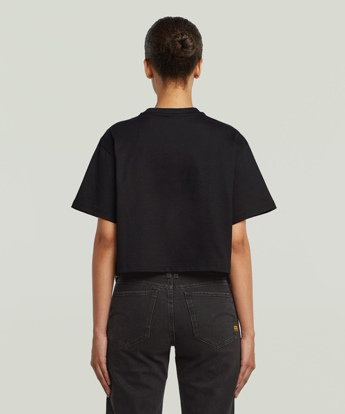 G-STAR(ジースター)の「Felt Logo Boxy T-Shirt/フェルトブランドロゴオーバーサイズボクシーフィットTシャツ(Tシャツ/カットソー・レディース・ダークブラック/オフホワイト・X-SMALL/SMALL/MEDIUM)」の13枚目の写真
