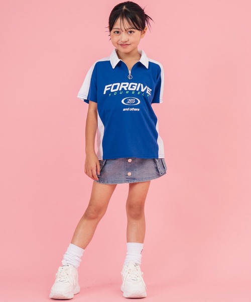 ANAP kids(アナップキッズ)の「エリ付 ゲームシャツ【ジュニアお揃い】(シャツ/ブラウス・キッズ・ネイビー/ホワイト・110cm/120cm/130cm)」の3枚目の写真