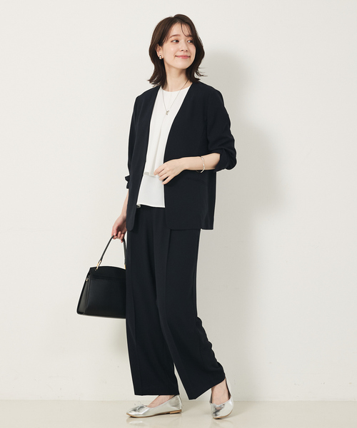 abahouse mavie（アバハウスマヴィ）の「【エニデイカセット・サマー 】ジョーゼットストレートパンツ（その他パンツ・レディース・ブラック/ダークネイビー・40/38/36）」の5枚目の写真