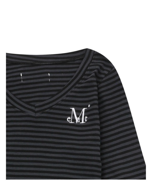 セール】【MUCENT】Vネック ストライプ ロンT MMA V-NECK STRIPE