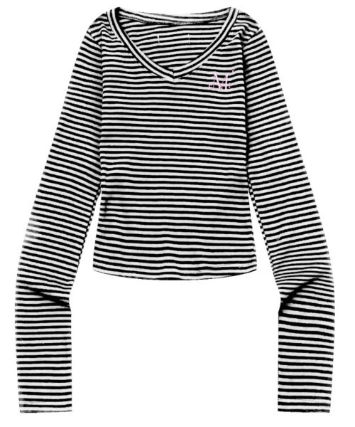 MUCENT（ムセント）の「◇MUCENT◇ブランド直輸入正規品/Vネック ストライプ ロンT　MMA V-NECK STRIPE LONG SLEEVE T（Tシャツ/カットソー・レディース・ホワイト×ブラック/ブラック・FREE）」の12枚目の写真