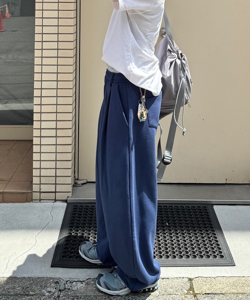 napinna maison×MAI】ドローコード付きタックワイドスウェットパンツ