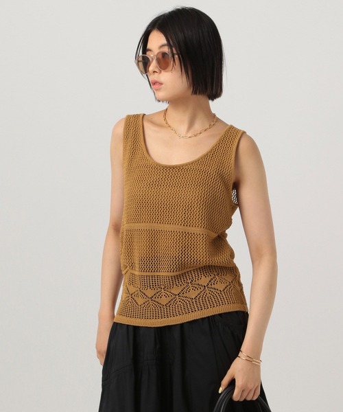 BAYFLOW（ベイフロー）の「透かし柄ニットベスト（ベスト・レディース・キャメル/アイボリー/ブラック・FREE）」の3枚目の写真