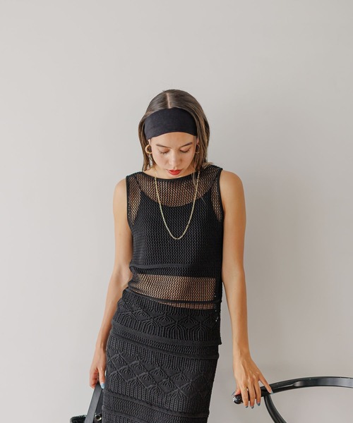 BAYFLOW（ベイフロー）の「透かし柄ニットベスト（ベスト・レディース・キャメル/アイボリー/ブラック・FREE）」の16枚目の写真