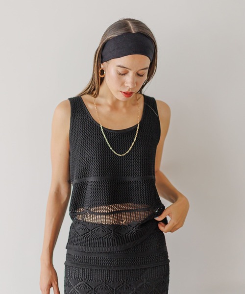 BAYFLOW（ベイフロー）の「透かし柄ニットベスト（ベスト・レディース・キャメル/アイボリー/ブラック・FREE）」の15枚目の写真