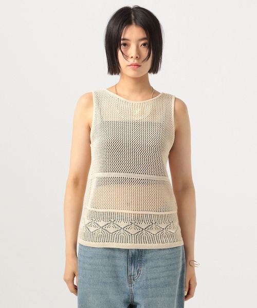 BAYFLOW（ベイフロー）の「透かし柄ニットベスト（ベスト・レディース・キャメル/アイボリー/ブラック・FREE）」の13枚目の写真