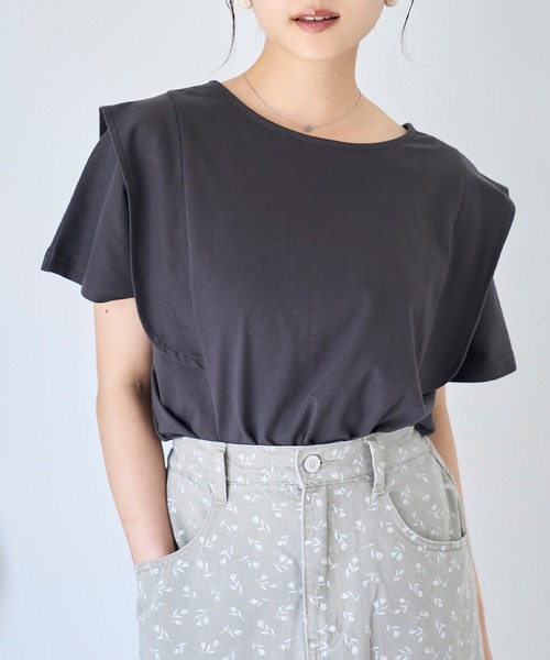 セール】ラッフルショルダーTシャツ 【587138】（Tシャツ/カットソー