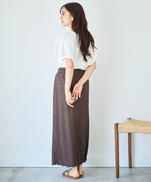 mil（ミル）の「ラッフルショルダーTシャツ 【587138】（Tシャツ/カットソー・レディース・ブラウン/オフホワイト/チャコールグレー・ONESIZE）」の8枚目の写真