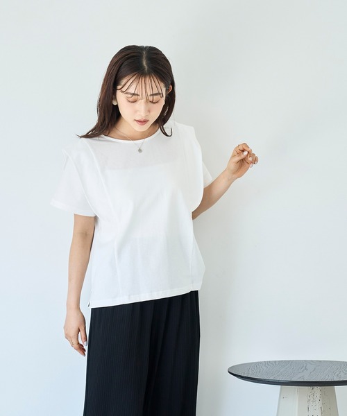 mil（ミル）の「ラッフルショルダーTシャツ 【587138】（Tシャツ/カットソー・レディース・ブラウン/オフホワイト/チャコールグレー・ONESIZE）」の14枚目の写真