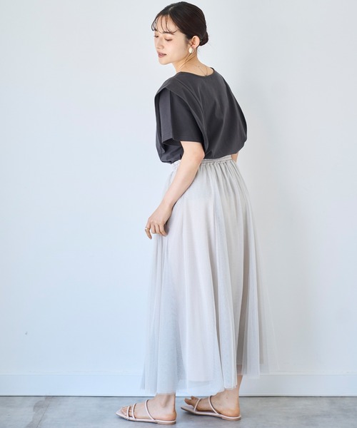 mil（ミル）の「ラッフルショルダーTシャツ 【587138】（Tシャツ/カットソー・レディース・ブラウン/オフホワイト/チャコールグレー・ONESIZE）」の17枚目の写真