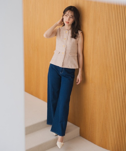 MISCH MASCH(ミッシュマッシュ)の「2025秋冬新作 ストレートワイドデニムパンツ(デニムパンツ・レディース・ブルー/ネイビー・S/M)」の2枚目の写真