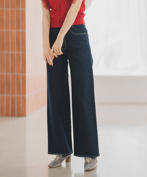 MISCH MASCH(ミッシュマッシュ)の「2025秋冬新作 ストレートワイドデニムパンツ(デニムパンツ・レディース・ブルー/ネイビー・S/M)」の6枚目の写真