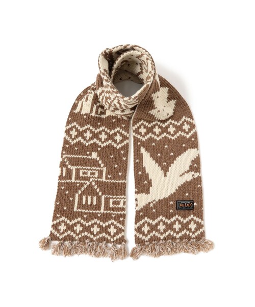 BEAMS PLUS（ビームスプラス）の「Muffler Jacquard Nordic Pattern（マフラー・メンズ・ネイビー/ブラウン・ONE SIZE）」の3枚目の写真