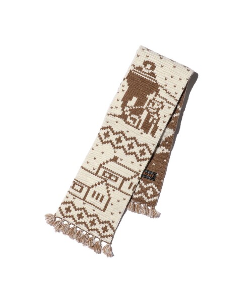 BEAMS PLUS（ビームスプラス）の「Muffler Jacquard Nordic Pattern（マフラー・メンズ・ネイビー/ブラウン・ONE SIZE）」の5枚目の写真