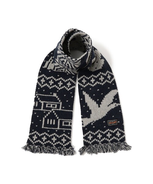 BEAMS PLUS（ビームスプラス）の「Muffler Jacquard Nordic Pattern（マフラー・メンズ・ネイビー/ブラウン・ONE SIZE）」の7枚目の写真