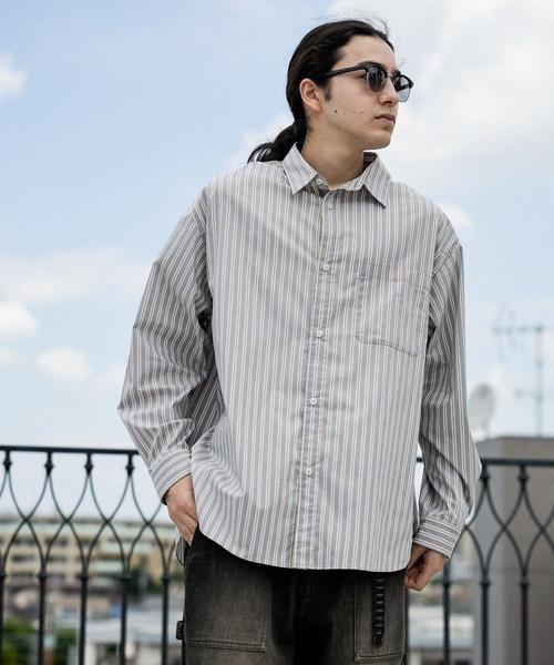 niko and...（ニコアンド）の「イージーケア柄ロングスリーブシャツ（シャツ/ブラウス・メンズ・グリーン/ベージュ/チャコール/サックスブルー/オフホワイト/グレー・MEDIUM/LARGE/BIG(L)）」の3枚目の写真