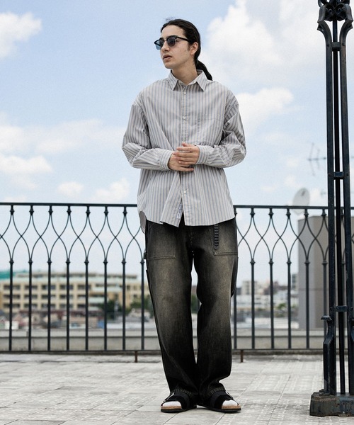 niko and...（ニコアンド）の「イージーケア柄ロングスリーブシャツ（シャツ/ブラウス・メンズ・グリーン/ベージュ/チャコール/サックスブルー/オフホワイト/グレー・MEDIUM/LARGE/BIG(L)）」の7枚目の写真