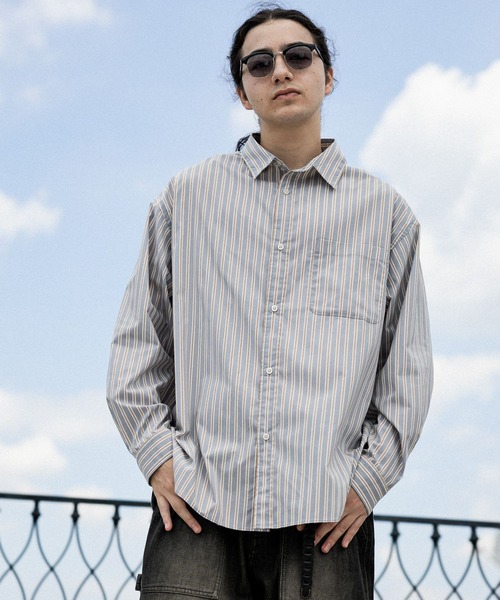 niko and...（ニコアンド）の「イージーケア柄ロングスリーブシャツ（シャツ/ブラウス・メンズ・グリーン/ベージュ/チャコール/サックスブルー/オフホワイト/グレー・MEDIUM/LARGE/BIG(L)）」の9枚目の写真