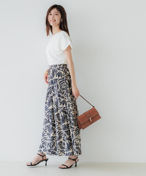 セール】スラブレーヨン花柄ギャザースカート（スカート）｜coca（coca