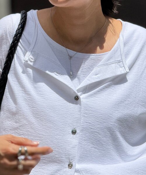 BEARDSLEY（ビアズリー）の「スラブコットンタンクトップ（タンクトップ・レディース・ホワイト/グレー・FREE）」の4枚目の写真