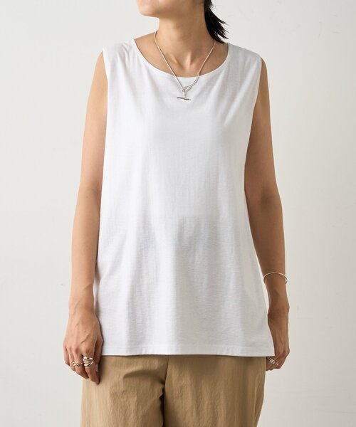 BEARDSLEY（ビアズリー）の「スラブコットンタンクトップ（タンクトップ・レディース・ホワイト/グレー・FREE）」の6枚目の写真