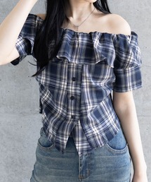 clear | チェック柄オフショル半袖ブラウス［大人 カジュアル］≪SS新作≫(シャツ/ブラウス)