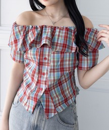 clear | チェック柄オフショル半袖ブラウス［大人 カジュアル］≪SS新作≫(シャツ/ブラウス)