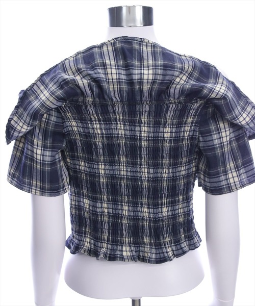 clear（クリア）の「チェック柄オフショル半袖ブラウス［大人 カジュアル］≪SS新作≫（シャツ/ブラウス・レディース・レッド/ネイビー/ブラウン・F）」の10枚目の写真