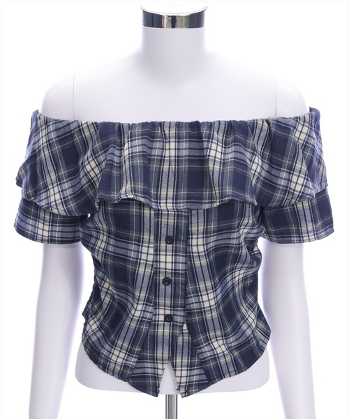 clear（クリア）の「チェック柄オフショル半袖ブラウス［大人 カジュアル］≪SS新作≫（シャツ/ブラウス・レディース・レッド/ネイビー/ブラウン・F）」の11枚目の写真