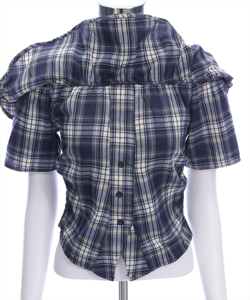 clear（クリア）の「チェック柄オフショル半袖ブラウス［大人 カジュアル］≪SS新作≫（シャツ/ブラウス・レディース・レッド/ネイビー/ブラウン・F）」の12枚目の写真