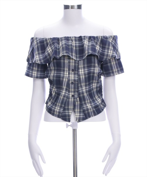 clear（クリア）の「チェック柄オフショル半袖ブラウス［大人 カジュアル］≪SS新作≫（シャツ/ブラウス・レディース・レッド/ネイビー/ブラウン・F）」の17枚目の写真