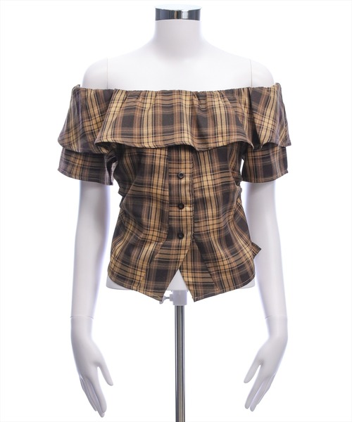 clear（クリア）の「チェック柄オフショル半袖ブラウス［大人 カジュアル］≪SS新作≫（シャツ/ブラウス・レディース・レッド/ネイビー/ブラウン・F）」の22枚目の写真