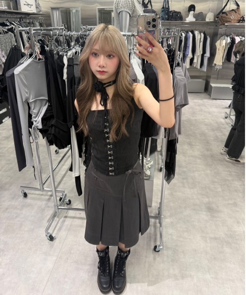 ★SETUP-EXE★LACE HOOK SLEEVELESS / WHITE★正規品/韓国送料込 SETUPEXE（セットアップイーエックスイー）の「【SETUP‐EXE