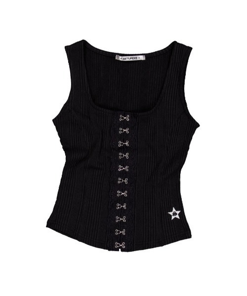 ★SETUP-EXE★LACE HOOK SLEEVELESS / WHITE★正規品/韓国送料込 SETUPEXE（セットアップイーエックスイー）の「【SETUP‐EXE