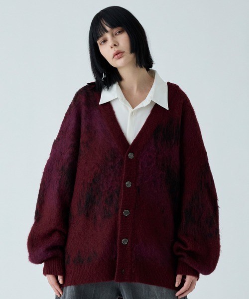 VELNUS】Abstract Loose Shaggy Design Cardigan/アブストラクトルーズ