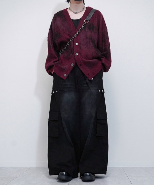 【美品】STONE  ブラックカーディガン L My Beautiful Landlet FAUX ALPACA ビッグカーディガン Black