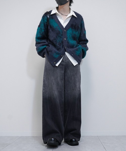 VELNUS】Abstract Loose Shaggy Design Cardigan/アブストラクトルーズ